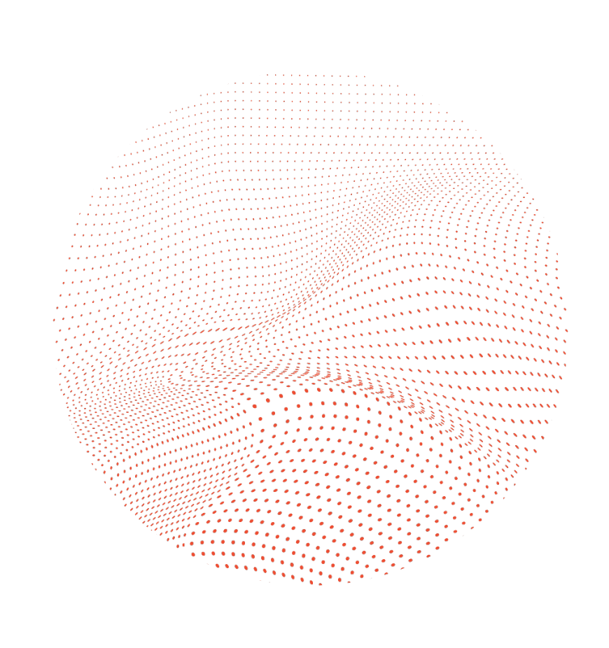 Abstract pattern of red dotted lines on a green background forming a swirling fingerprint design, representing digital identity or cybersecurity concepts