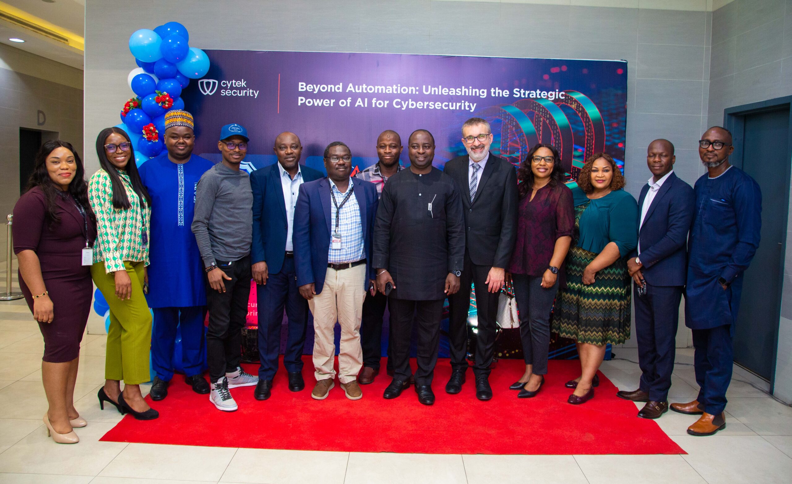 Featured image for article titled "Beyond Automation – Unleashing the Strategic Power of AI for Cybersecurity" showing the attendees of the event during a tour of Cytek's Security Operations Center in Lagos, Nigeria.